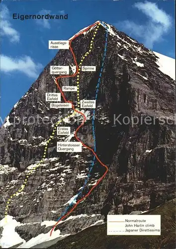 Bergsteigen Klettern Eigernordwand Route  Kat. Bergsteigen