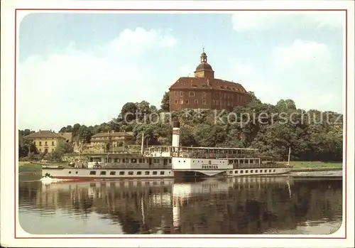 Dampfer Seitenrad Dresden Bahra Schloss Hirschstein Kat. Schiffe