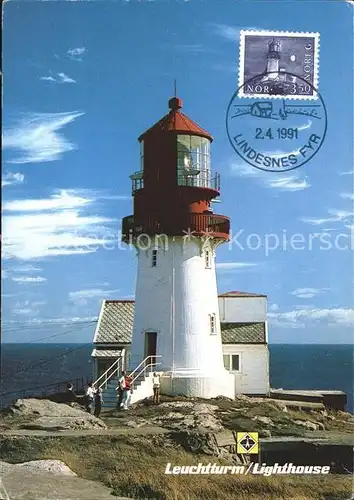 Leuchtturm Lighthouse Lindesnes Norwegen Suedspitze Kat. Gebaeude