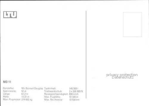 Flugzeuge Zivil LTU MD 11 Mc Donnell Douglas  Kat. Airplanes Avions