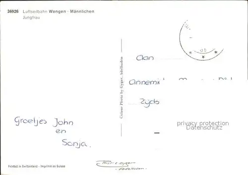 Seilbahn Wengen Maennlichen Jungfrau Kat. Bahnen