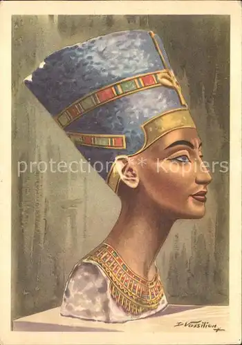Kuenstlerkarte D. Vassilion Bust of Queen Nefertiti Kat. Kuenstlerkarte