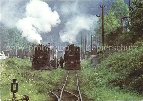 Lokomotive Oldtimer 99 1606 99 1582 Bahnhof Niederschmiedeberg Kat. Eisenbahn