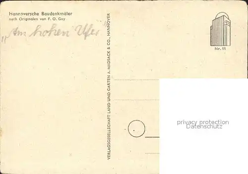 Kuenstlerkarte Hannoversche Baudenkmaeler nach Originalen von F. O. Goy Kat. Kuenstlerkarte