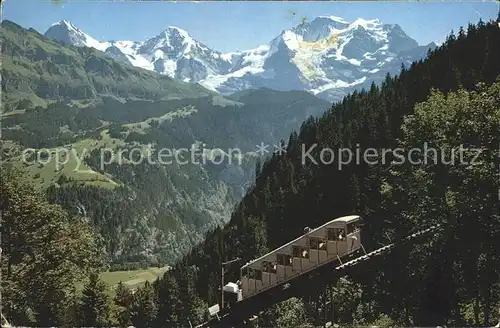 Zahnradbahn Lauterbrunnen Muerren Eiger Moench Jungfrau Kat. Bergbahn