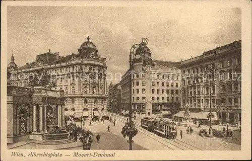 Strassenbahn Wien Albrechtsplatz Mozart Denkmal  Kat. Strassenbahn