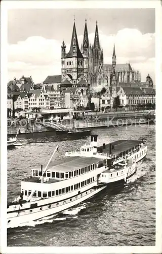 Dampfer Seitenrad Koeln am Rhein Dom St. Martins Kirche Rheinufer  Kat. Schiffe