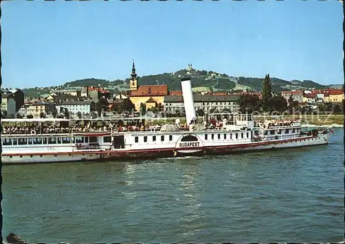 Dampfer Seitenrad Budapest Linz an der Donau Urfahr  Kat. Schiffe