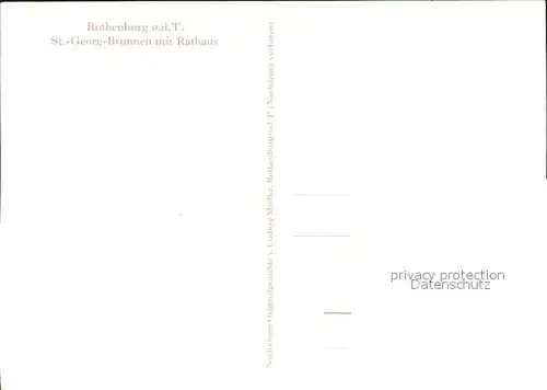 Moessler L. Rothenburg ob der Tauber St. Georg Brunnen Kat. Kuenstlerkarte
