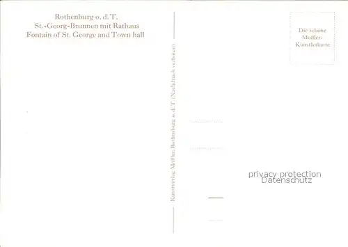 Moessler L. Rothenburg ob der Tauber St. Georg Brunnen Rathaus Kat. Kuenstlerkarte