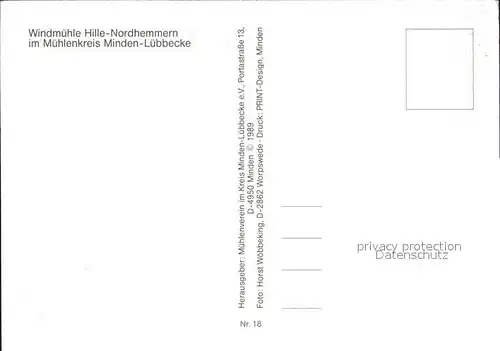 Windmuehle Hille Nordhemmern Kat. Gebaeude und Architektur