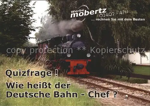 Lokomotive Werbe Mobertz Stolberg Kat. Eisenbahn