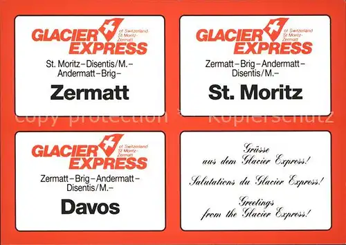 Bergbahn Glacier Express Zermatt St. Moritz Davos Kat. Bergbahn
