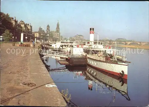 Dampfer Seitenrad Dresden Terrassenufer Anlegestelle Weisse Flotte  Kat. Schiffe