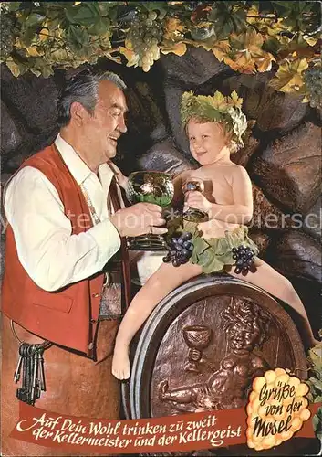 Wein Mosel Trauben Kind Fass  Kat. Lebensmittel