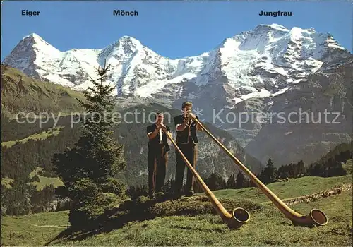 Alphorn Alphornblaeser Muerren Jungfraugruppe Kat. Musik
