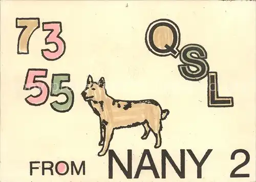 Hunde 73 55 QSL Radio Station Nany 2 Kat. Tiere