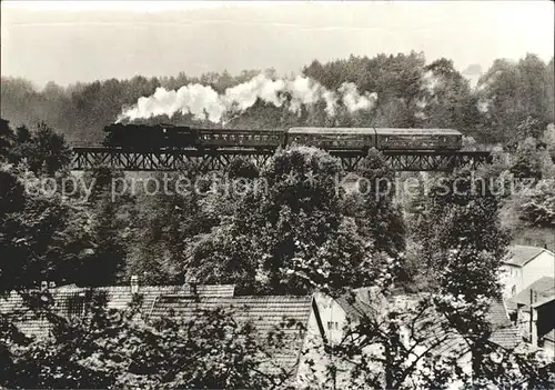 Lokomotive Dampflokomotive Baureihe 65 10 mit Sonderzug ueber Angelroda Kat. Eisenbahn