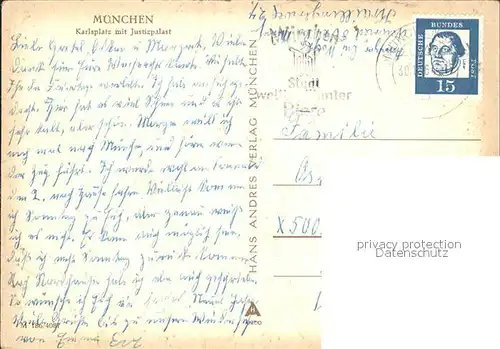 Strassenbahn Muenchen Karlsplatz Justizpalast  Kat. Strassenbahn