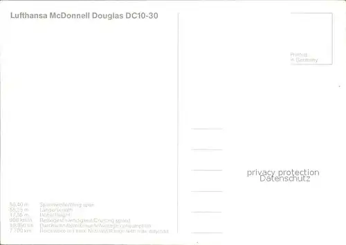 Lufthansa McDonnell Douglas DC10 30 Kat. Flug