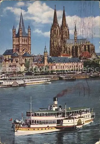 Dampfer Seitenrad Koeln am Rhein Dom  Kat. Schiffe