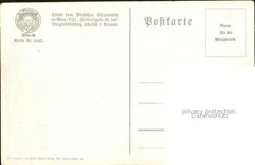 Verlag Schulverein Nr. 1045 Gustav Feith  Kat. Bund der Deutschen