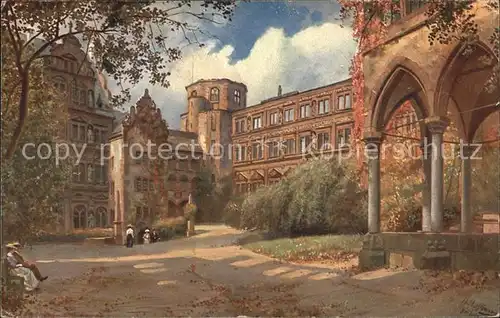 Hoffmann Heinrich Heidelberg Der Schlosshof Kat. Kuenstlerkarte