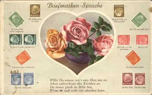 Briefmarkensprache Herz Rosen Gedicht  Kat. Philatelie