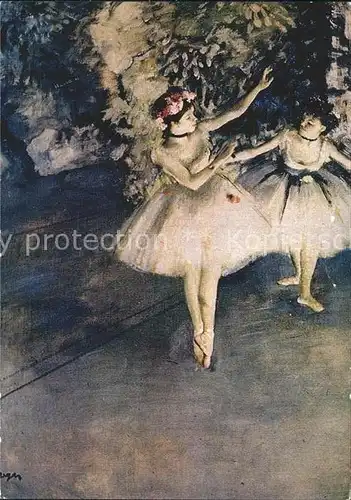 Degas Edgar Zwei Taenzerinnen auf der Buehne Ballerina Ballett Kat. Kuenstlerkarte