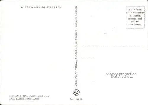 Kaulbach Hermann Der kleine Postillon Postkutsche Wiechmann Verlag Nr. 7253 Kat. Kuenstlerkarte