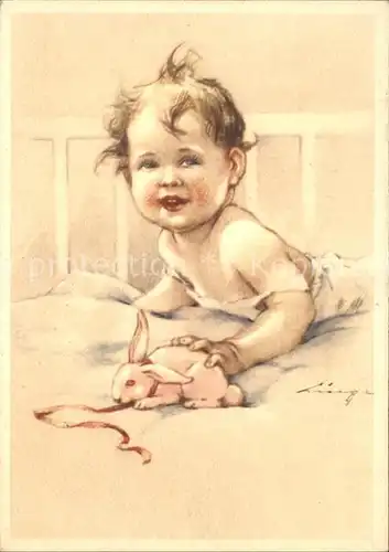 Baby Nursery Bebe Hase Kuenstlerkarte Kat. Kinder