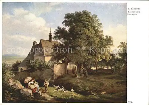 Richter Ludwig Kirche von Graupen F. A. Ackermann Verlag Nr. 2998  Kat. Kuenstlerkarte