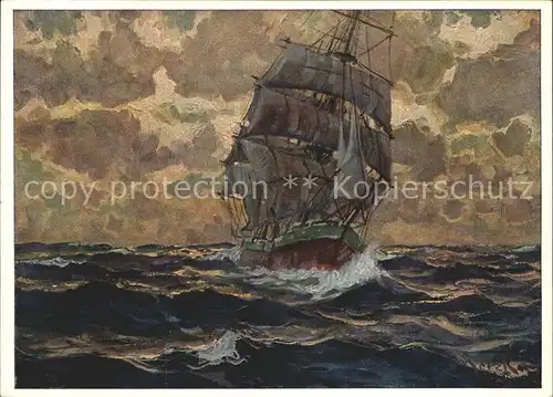 Segelschiffe Kuenstlerkarte Erich Mercker Atlantik Kat. Schiffe