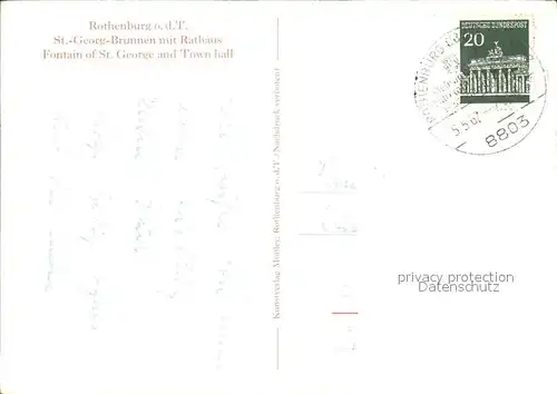 Moessler L. Rothenburg ob der Tauber St. Georg Brunnen  Kat. Kuenstlerkarte