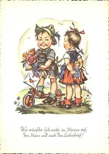 Puppen Kinder Rosen Roller Liebesbrief Kuenstlerkarte Hanitzsch Kat. Spielzeug