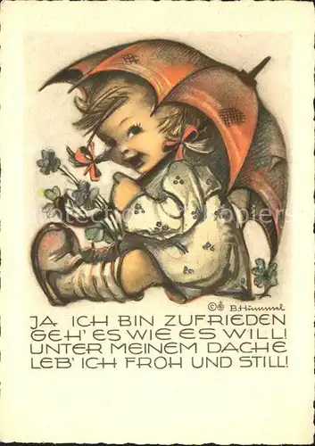 Hummel Nr. 4520 Kind Regenschirm  Kat. Kuenstlerkarte