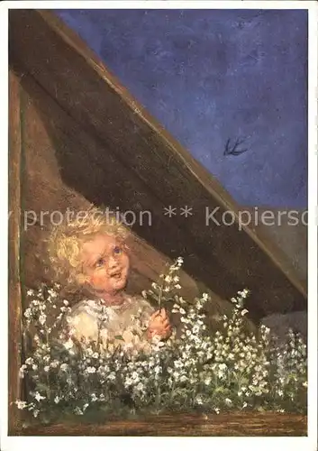 Spoetl M. Nimms mit Nr. 370 Kind Blumen Schwalbe  Kat. Kuenstlerkarte