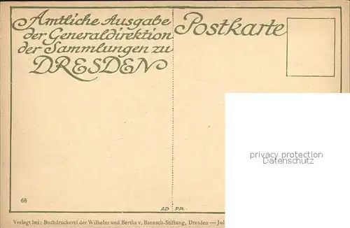 Kuenstlerkarte Gerrit Dou Geiger am Fenster  Kat. Kuenstlerkarte