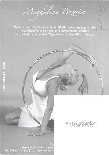 Gymnastik Rhythmische Sportgymnastik Magdalena Brzeska Autogramm  Kat. Sport