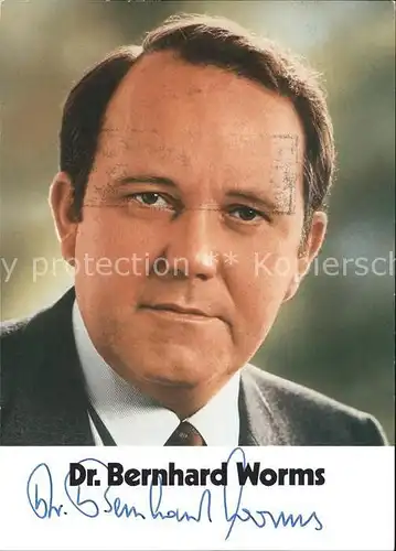 Politiker Dr. Bernhard Worms Autogramm Kat. Politik