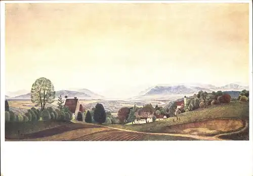 Kuenstlerkarte A. Stangl Oberbayrische Landschaft Kuenstler Hilfswerk 1937 Kat. Kuenstlerkarte