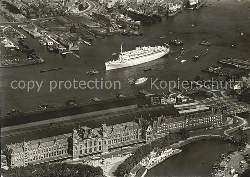 Dampfer Oceanliner MS Oranje Y Hafen Fliegeraufnahme Kat. Schiffe