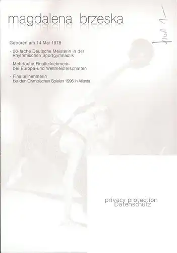 Sport Rhythmische Sportgymnastik Magdalena Brzeska Autogramm  Kat. Sport