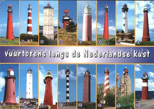 Leuchtturm Lighthouse 16 Leuchttuerme Niederlande  Kat. Gebaeude