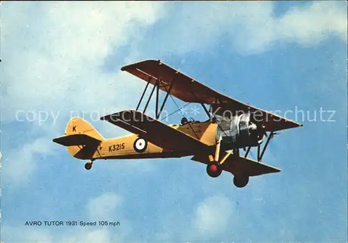 Flugzeuge Zivil Avro Tutor 1931 Kat. Airplanes Avions