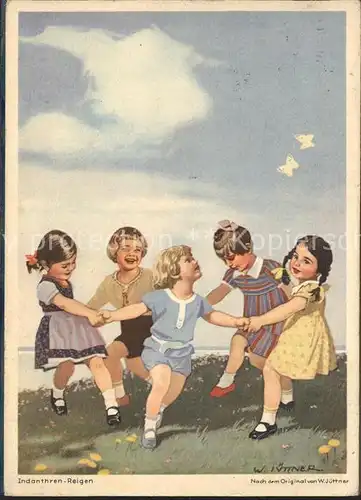 Werbung Reklame Indanthren Farbstoff Textilien Kinder Tanz W. Juettner  Kat. Werbung