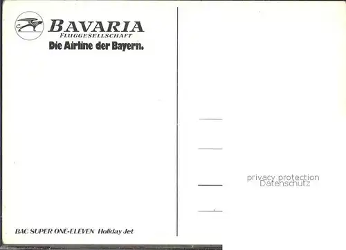Flugzeuge Zivil Bavaria Bac Super One Eleven Holiday Jet Kat. Airplanes Avions