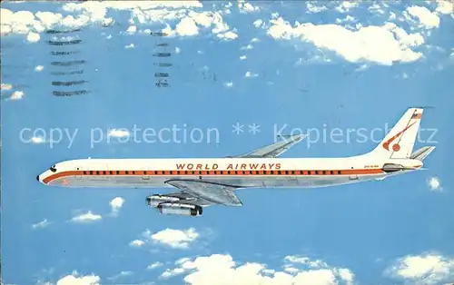 Flugzeuge Zivil DC 8 super stretch intercontinental Jetliner World Airways Kat. Airplanes Avions