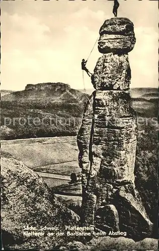 Bergsteigen Klettern Pfaffenstein Barbarine Abstieg  Kat. Bergsteigen