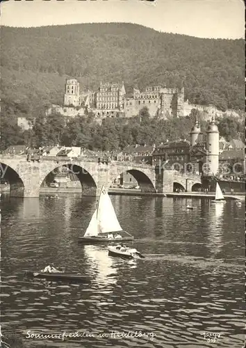 Foto Popp Nr. 319 Heidelberg Bruecke Segelboot  Kat. Fotografie